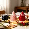 *Novo 0106* 6,5*10cm 470ml *Edição Limitada de Natal* Caneca Árvore de Natal Caneca de Cerâmica para Café com Tampa