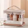 Bolsa de Maquiagem Transparente à Prova d'Água de Camada Dupla para Mulheres, Modelo Novo 2026, Bolsa de Armazenamento Portátil de Grande Capacidade, Necessaire para Viagem de Negócios