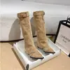 Punta Aguda Pierna Ancha Talla Grande Retro Occidental Estilo Nuevo Hebilla Botas de Caballero 2026 Botas Vaqueras Tacón de Cuña Adelgazante Estampado de Leopardo