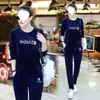 Primavera y Otoño Tallas Grandes Holgado Temperamento Casual Cuello Redondo Bordado Terciopelo Moda Manga Larga Conjunto Deportivo Venta al por Mayor Transfronteriza