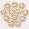 Corazón de melocotón, flor de doble capa, girasol, aleación, cosido a mano, garra, diamante, diamantes de imitación, vestido de novia, zapatos, bolso, tocado, accesorios de joyería de bricolaje