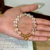 Atraia Riqueza e Fortuna! Pulseira de Cristal Branco Transparente para Mulheres, Pulseira de Cabacinha, Joia de Mão Exquisita de Nicho de Luxo Leve