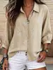 Camisa bordada casual vintage talla extra, bordado floral blanco, cuello camisero, mangas abullonadas, camisa holgada y estilizada para mujeres talla extra