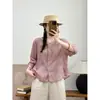 Camisa de Linho de Algodão Bordada Artística Feminina Verão Novo Retro Gola Redonda Manga Média Solta Emagrecedora Top Cardigan Petite