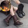 Shanghai Jiejie 2024 - Botas de caballero retro, cálidas, con forro polar, cómodas, combinables, ligeras y de lujo para mujer