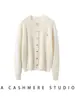 Suéter Abrigo Redondo Bordado Calabaza Pequeña Hilo Metálico Cardigan para Mujer Otoño Invierno Nuevo Estilo Lana Cachemir Cardigan de Punto para el Trabajo