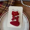 Novo Prendedor de Cabelo de Tecido Vermelho Estilo Coreano Desenho Animado, Presilha Doce Feita à Mão Infantil para Franja e Cabelo Quebrado para Meninas