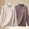 Tops de otoño e invierno con cuello semi-alto, forro polar de doble cara, capa interior ajustada de negocios, camiseta base cálida, camiseta de manga larga para hombre