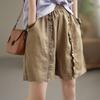 Pantalones Cortos de Algodón para Mujer, Nuevos Pantalones Casuales de Primavera y Verano, Pantalones Holgados de Algodón Elástico con Pliegues Retro, Pantalones Harem para Mujer