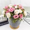 Ramo de rosas, flores de simulación, decoración para sala de estar, dormitorio, adornos, arreglos florales, flores falsas, fotografía de boda, flores en sostenimiento, pintura al óleo, rosa