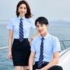 Camisa de sarga fina de manga corta para hombre y mujer Traje de mujer Tienda 4S Venta en grupo Empleado Camisa profesional Logo bordado