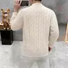 Suéter de Punto Trenzado con Media Cremallera Estilo Old Money Vintage para Otoño e Invierno, Engrosado, para Parejas, Ropa de Punto Casual para Hombre