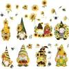 Adesivos de Janela de Gnomo Girassol de Primavera Transfronteiriços, Sem Adesivo e Removíveis, Adesivos de Vidro de Gnomo Abelha, Adesivos de Decoração de Janela