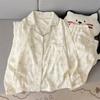 Comércio Exterior Transfronteiriço ao Vivo Primavera e Outono Nuvem Algodão Gola Lapela Cardigan Manga Longa Calça Longa Conjunto de Pijama Feminino Casual Roupa de Casa