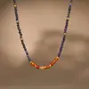 Colar de joias com contas de lápis-lazúli e ágata vermelha Enigma natural corrente de clavícula requintada colar versátil feminino atacado