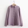 Camisa de Algodón Floral Pequeña para Mujer Artística Pequeña Fresca Combinable Estampada Doble Capa Hilo de Algodón Camisa de Manga Larga Camisa Base Primavera y Otoño