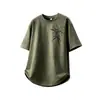 Nova Camiseta de Camurça Manga Curta Estilo Chinês para Homens, Verão Bambu Flor Queimada Meia Manga, Estilo Chinês Solta Tamanho Grande Manga de Quarto