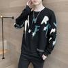 2022 Novo Suéter Básico de Gola Redonda Outono e Inverno Masculino Estilo Hong Kong Tendência Coreano Bonito Top Solto Peça Única Masculina Cabelo