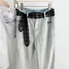 Cinturón de Encaje Largo Estrecho para Mujer Estilo Coreano Elegante Versátil Bufanda de Seda Decorativa Multifuncional Lazo para el Cabello Cinta Cinta