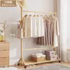 Cabide de Chão Leve de Luxo para Uso Doméstico, Cabide de Roupa para Quarto, Varal de Roupa em Madeira Maciça, Armazenamento Multifuncional de Roupas e Calças