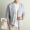 Estilo Old MoneyCardigã de Tricô Masculino com Decote V em Mistura de Lã, Casual de Luxo Leve para Jovens Outono Inverno Casaco Suéter Atacado para Homens