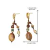 Pendientes Largos Estilo Étnico Retro Amber Streamer Piedra Natural Pendientes de Diseño Nicho Colección de Pendientes Pendientes Coloridos