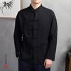 Terno masculino estilo chinês Hanfu, terno tang avô, estilo Buda, camisa de algodão e linho, roupa retrô chinesa tradicional da República da China