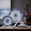 Nuevo Juego de Cuencos y Platos de Cerámica para el Hogar Estilo Chino Juego de Vajilla de Porcelana Azul y Blanca de Jingdezhen Regalo para Casa Cerámica Hecha a Mano