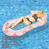 Nuevo Flotador Inflable Transparente Rayado Bicolor Transfronterizo para Entretenimiento en Piscina, Cama Flotante de Malla de PVC Engrosada para Una Persona