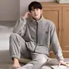 Pijama de Terciopelo Coral de Lujo Ligero para Hombre en Otoño e Invierno Tallas Grandes Plus Talla Invierno Forro Polar Espesado Cálido Franela Ropa de Casa