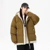 Jaqueta de Algodão para Casal Masculina, Estilo Coreano Tendência Outono e Inverno, Jaqueta Puffer Loose Versátil Espessa Quente com Capuz para Homem