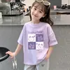 Camiseta de verano para niña, estilo nuevo, linda y moderna, manga corta, 100% algodón puro, versión coreana, holgada, con dibujos animados, top para bebé