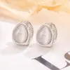 Brincos geométricos simples e compactos em formato de gota com pedra olho de gato, modernos e únicos, adequados para o dia a dia, com um toque de luxo, brincos femininos