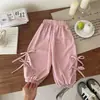 Pantalones de Verano de Comercio Exterior para Niñas Pantalones Largos con Lazo para Bebés y Niños Pantalones Linterna para Niñas Pequeñas Casual Suelto para Niños Repelente de Mosquitos