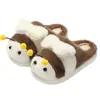 Pantufas de algodão com tema de abelha fofa, pantufas internas de inverno para casal feminino, forradas com fleece para aquecimento, pantufas macias e felpudas para homens