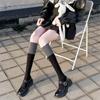 Calcetines Zhuji Calcetines de Bloques de Color para Mujer, Estilo Primavera y Otoño, Calcetines Largos de Media Pantorrilla Negros y Grises Empalmados, Calcetines Negros para Pantorrilla Hasta la Rodilla, Estilo JK