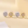 Pendientes de botón redondos con diamantes completos de plata de ley S925 Yuebao Jewelry, Frescos y Únicos, Lujo Ligero, Versátiles, Estilo para el día a día, Pendientes Elegantes al por Mayor