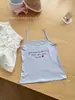 Camisola con estampado de letras para chica hot para mujer, prenda interior y exterior de verano, corte ajustado, top corto sexy hot girl para mujer