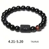 Amazon WISH Explosiones Calientes Pulsera Elástica de Doce Constelaciones Piedra Ojo de Tigre Ágata Pulsera de Cuentas de Color Mixto Tarjeta