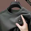 Nuevo top estilo comercio exterior, sudadera con cuello redondo y agradable para la piel para hombre, camiseta de manga larga para primavera y otoño, camisa larga casual de alta gama a la moda para hombre