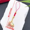 Saludos de Año Nuevo 2025 Palabras Aceite Rojo Goteando Ping An Feliz Caqui Ruyi Rico Llavero Bolso Joyería