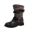 Botas de montaria Melard retrô de cano médio 2026 novas botas western outono fivela de cinto emagrecedoras Botas Martin botas curtas para mulheres