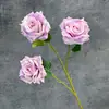 Rosa sweetheart artificial de 3 cabeças para decoração de casamento, decoração de casa, arranjo floral, rosa serigrafado, ornamentos de flores artificiais transfronteiriços, atacado