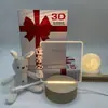 Venta caliente transfronteriza base de madera maciza Tablero de mensajes luz de noche 3D Luz creativa acrílico lámpara de mesa de ambiente