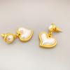 Pendientes de plata 925 con incrustaciones de perlas en forma de corazón, de nueva moda europea y americana, pendientes de lujo ligeros y dorados para mujer, al por mayor