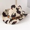Sombrero Vaquero Occidental de Gamuza con Borde Rizado para Hombres y Mujeres Sombrero para Viajes al Aire Libre Ala Enrollada Sombrero de Estilo Étnico Sombrero de Fieltro