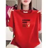 Camiseta de Manga Corta para Mujer de Comercio Exterior Transfronterizo, Estilo Nuevo, Corte Holgado, Adelgazante, Top con Estampado de Letras, Rejuvenecedor, Casual y Versátil