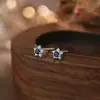 Pendientes de Estrella de Cinco Puntas con Diseño de Nicho de Plata de Ley S999 Pendientes con Cierre de Rosca para Mujeres que No Necesitan Quitárselos al Dormir