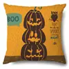 Funda de Almohada Halloween Calabaza Divertida Transfronteriza Amazon Estampado de Lino Funda Decorativa para Cojín de Sofá del Hogar