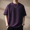 Camiseta de manga corta de color liso, peso pesado, estilo retro americano de alta gama para hombre, marca de moda de verano, simple, holgada, top casual versátil para hombre